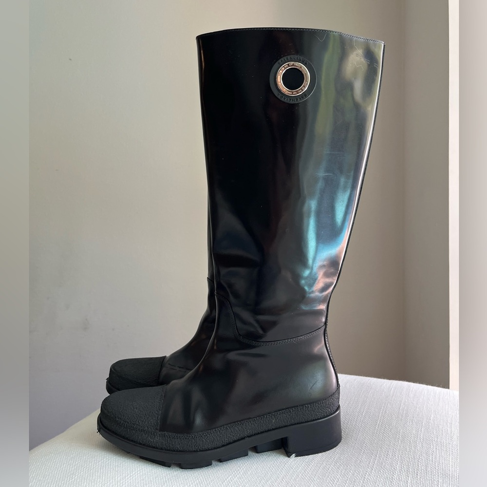 Balenciaga 🖤 36 Black Glossed Leather Boots